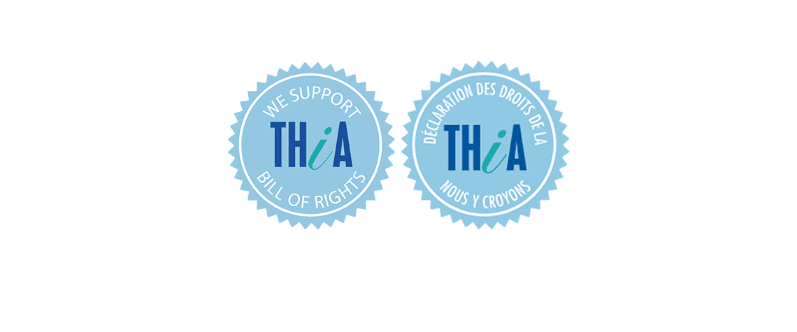 THiA logo | We support THiA bill of rights | Nous soutenons la déclaration des droit